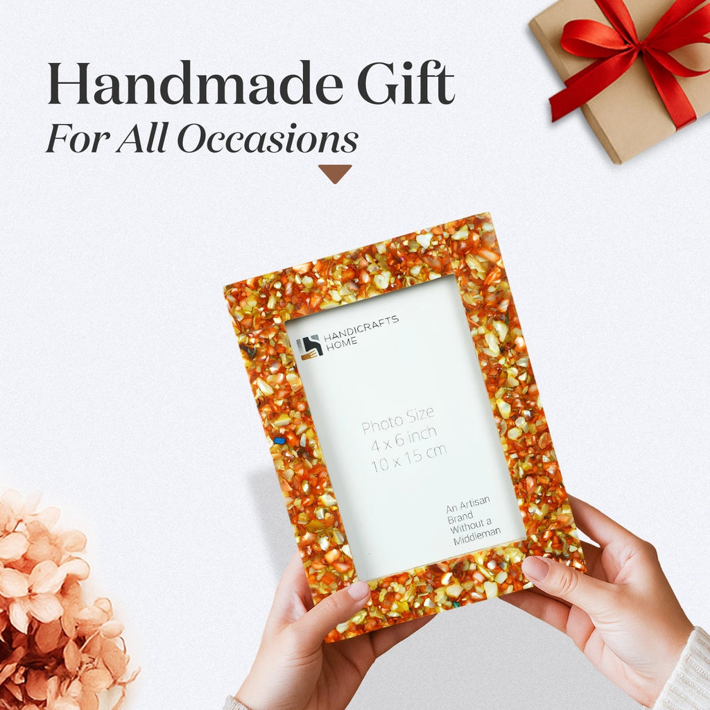 Mother of Pearl & Resin Inlay Picture Frame | Crush Collection | 4 Colors | Fits 4x6 Photos