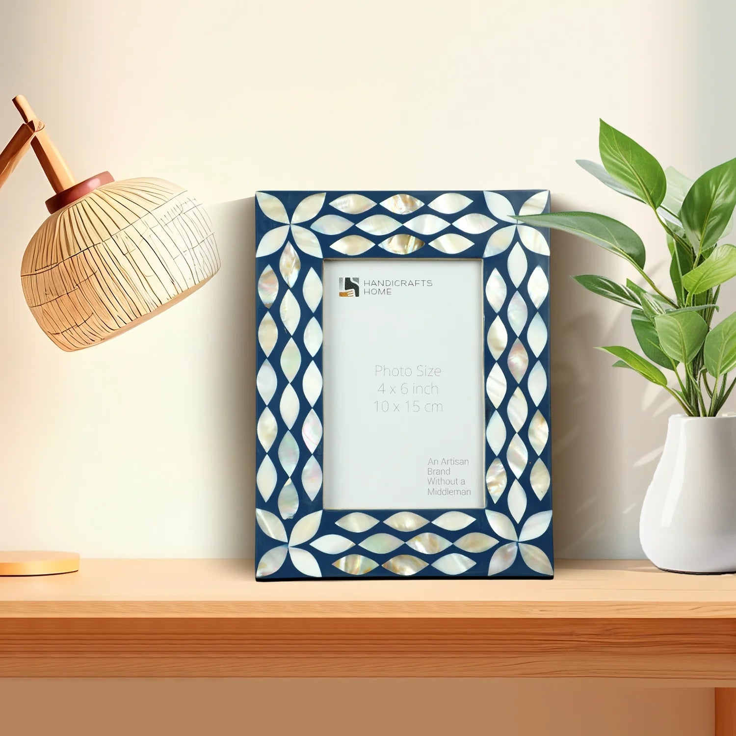 Picture Frame Avant Floral Collection Mother of Pearl & Resin Inlay White – 4x6