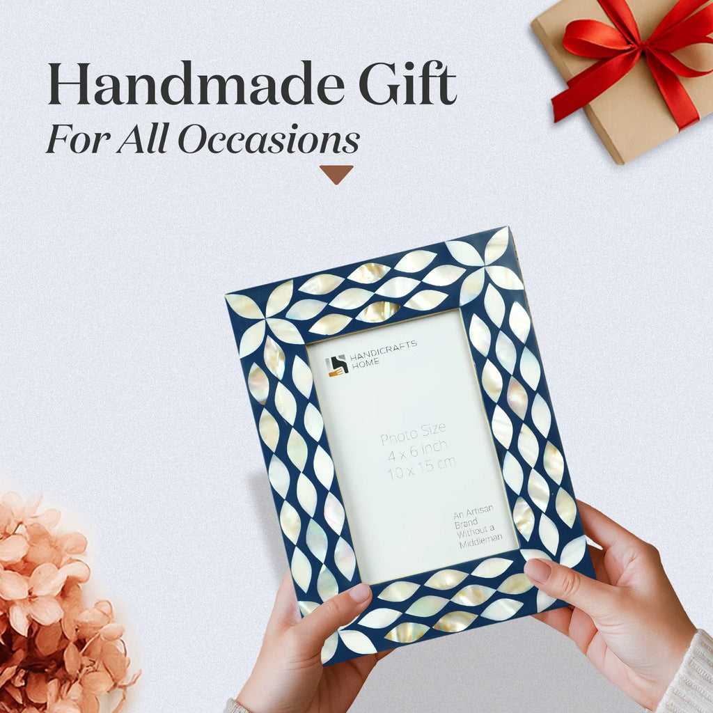 Picture Frame Avant Floral Collection Mother of Pearl & Resin Inlay White – 4x6