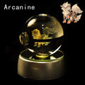 Pokemon 3D Crystal Pokeball with LED Light Base, Kids Anime Toy Gifts 2 in