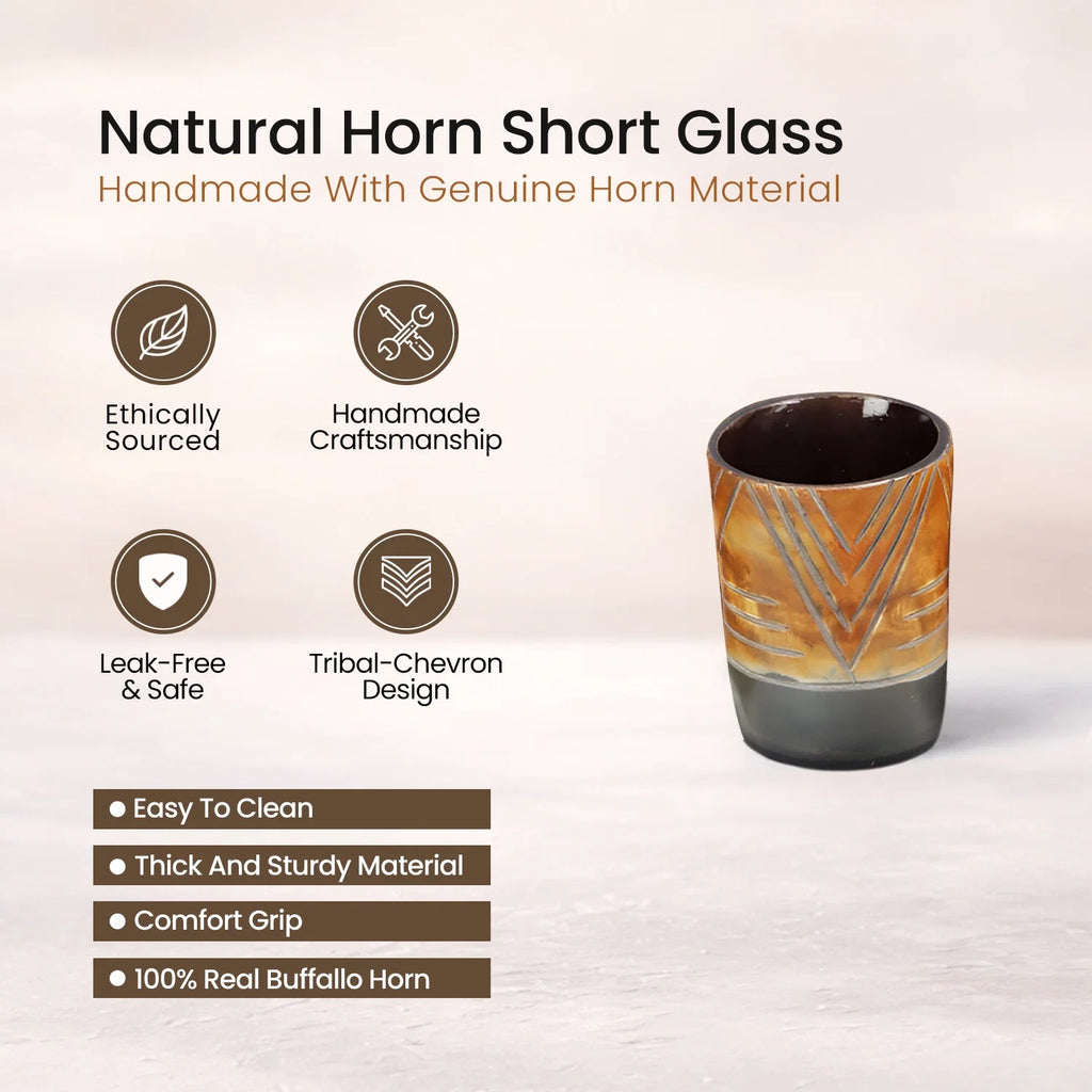 Whiskey Shot Cups Set Chevron Pattern Real Ox Horn 6.5 oz, Pack 4, 8 & 12