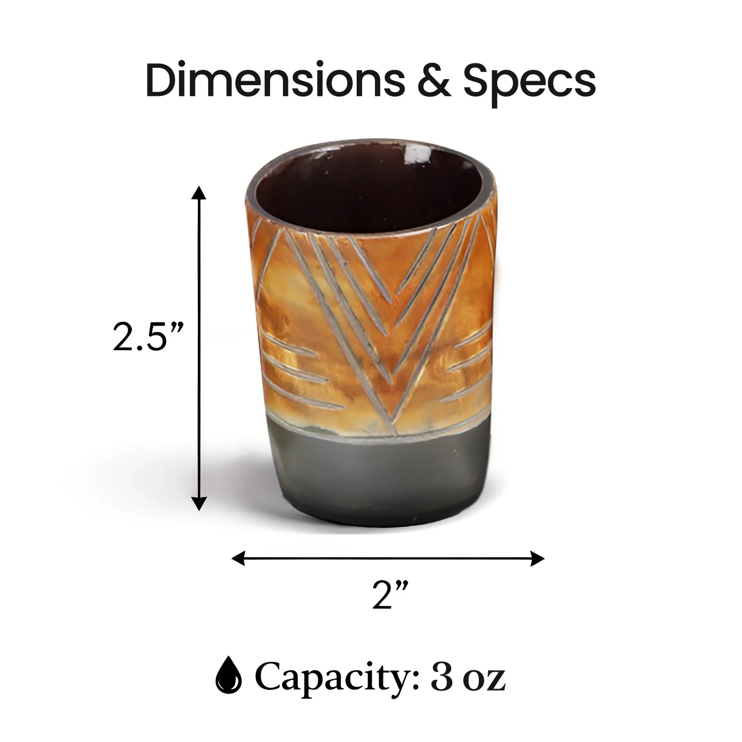 Whiskey Shot Cups Set Chevron Pattern Real Ox Horn 6.5 oz, Pack 4, 8 & 12